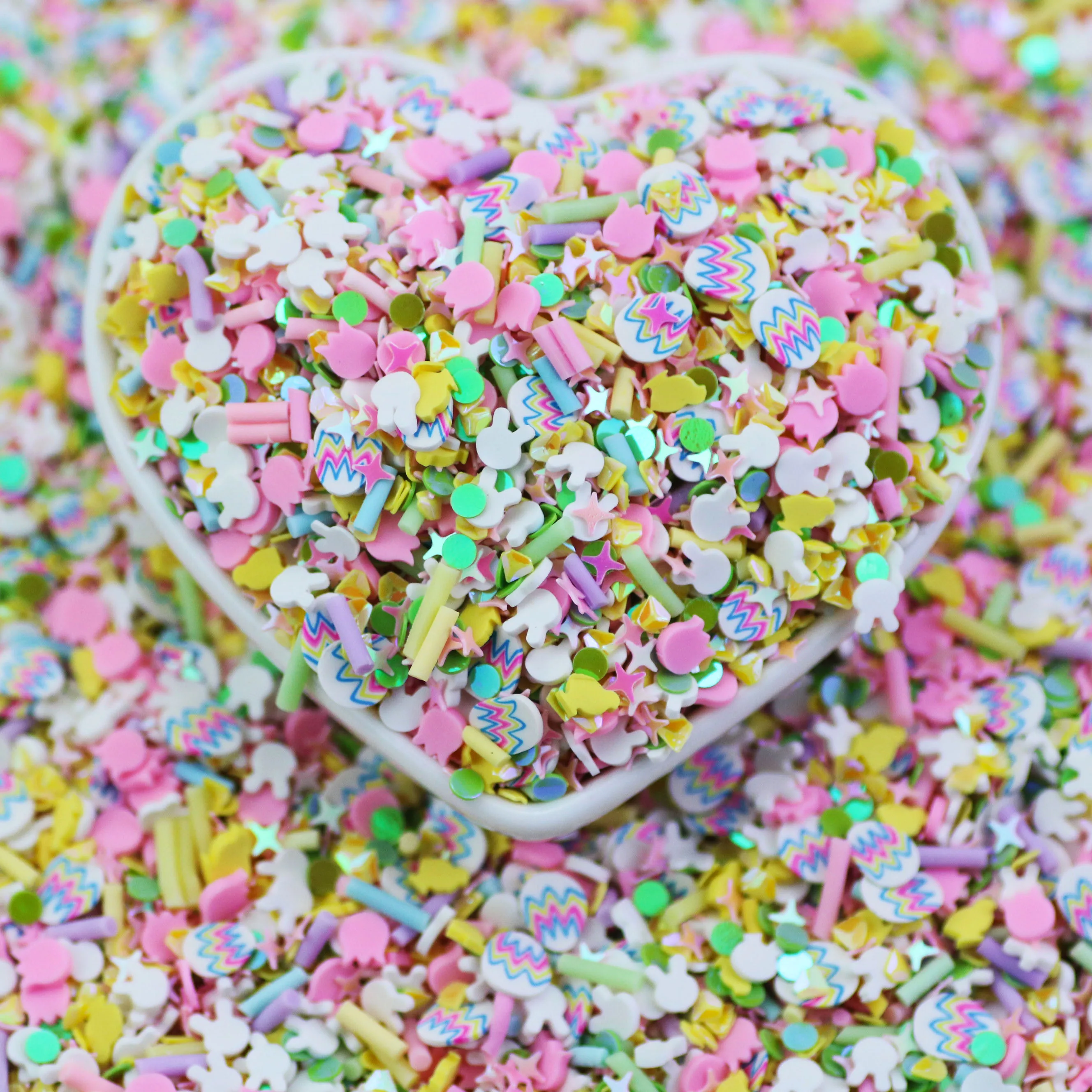 500 г белые яйца кролика цыплят тюльпаны пасхальные посыпки полимерной глины разбрызгивают Ломтики Для слайма