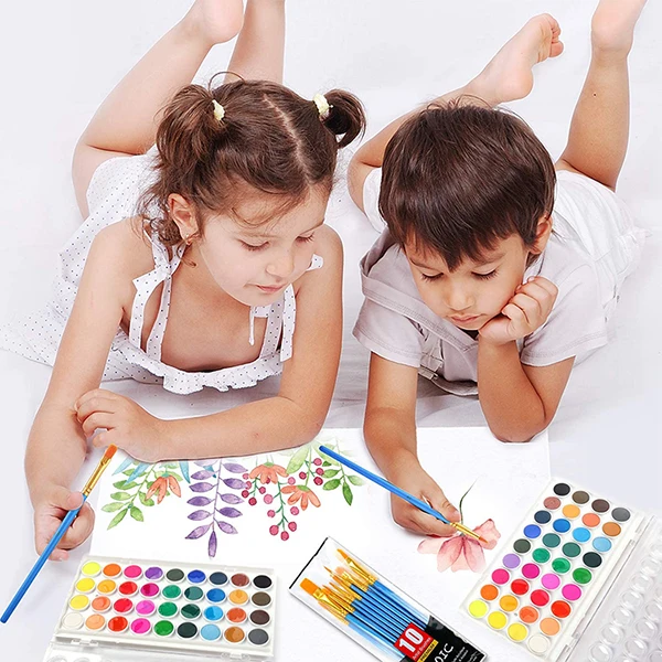 36 Different Colors Watercolour Paints Set with Paint Brushes and Watercolor Paper Pad