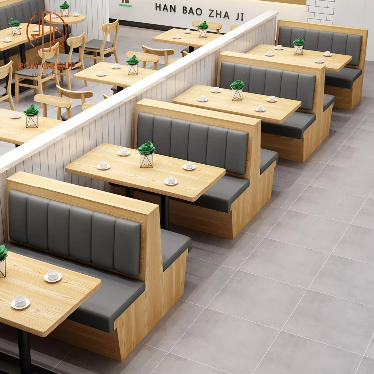 Coffee shop fast food commercial square cafe leather wood round restaurant bench sofa furniture booth seating table chair set