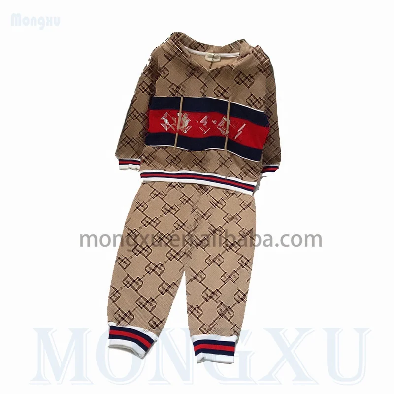 High Quality Designer Kids Clothes Famous Brand Luxury Boy And Girls Winter Outfits Zip Up 2 Piece Jogging Suit Tracksuit Sets