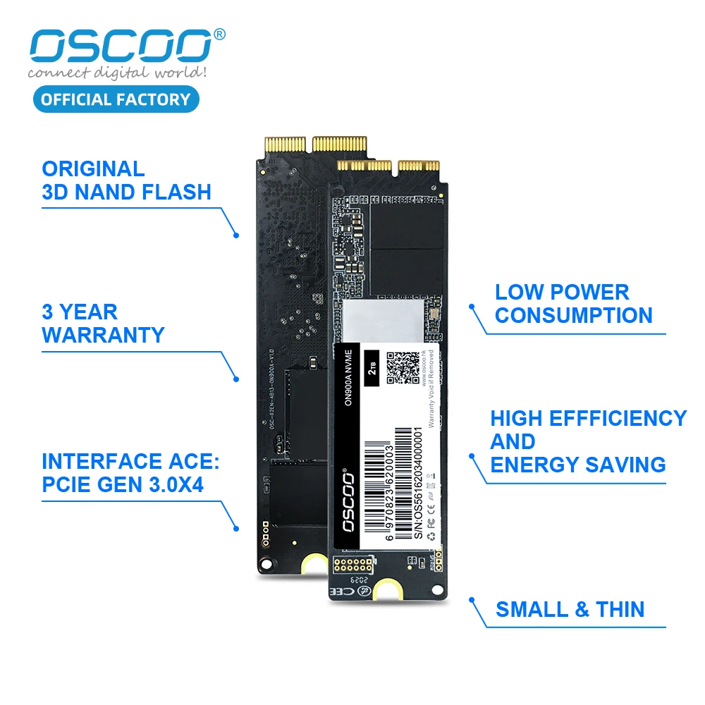  1 ТБ NVME для MacBook OSCOO NVMe SSD M.2 PCIe Gen3.0 * 4 горячая