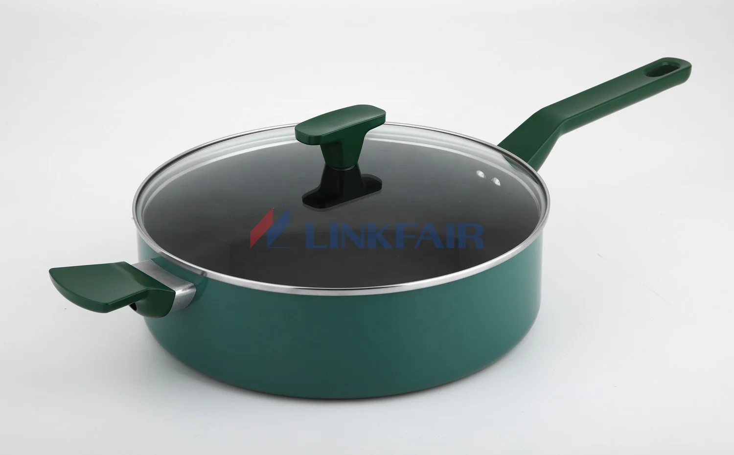 Linkfair 8-Piece Non Stick Cookware Set of Green Color bakelite handle saucepan/dutch oven/saute pan with lid frypan