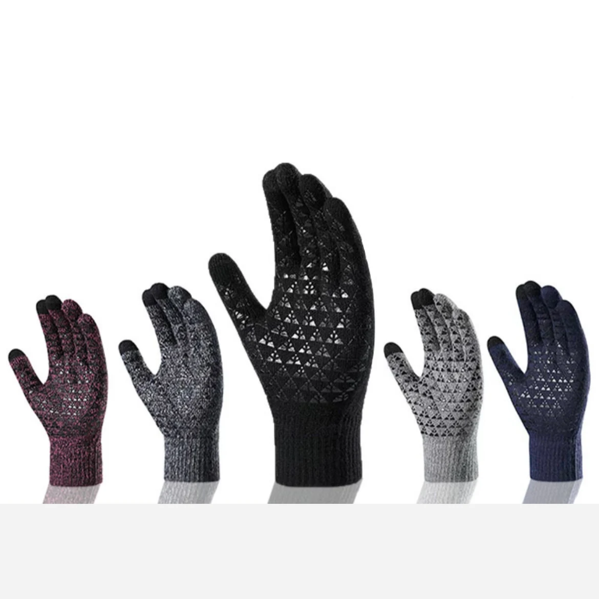 2024 New style unisex Anti Slip Cashmere Knitted Gloves Winter Warm Touch Screen Gloves Pvc Dots Non-Slip Gloves