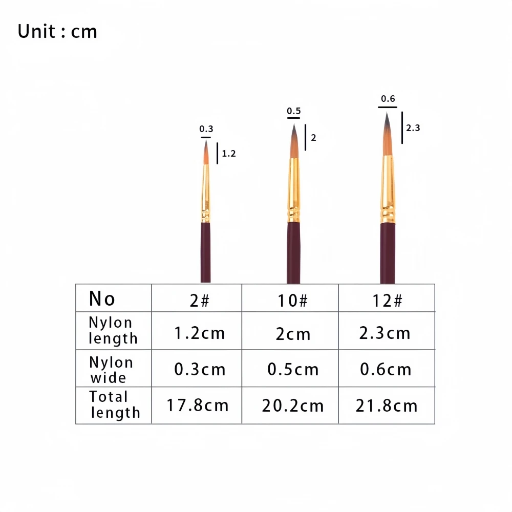 Keep Smiling Wood Handle Art Painting Paint Brush Set of 3 Acrylic Paint Brushes For Watercolor Oil