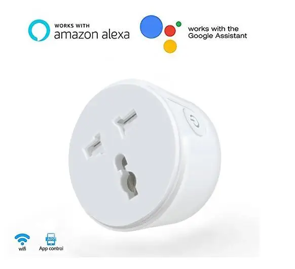 10A Indian tuya smart Life smart wifi plug with universal socket,app remote control and Alexa/google voice control,Timer