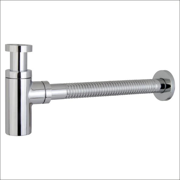 Sink Waste Trap with Screw Thread Zinc Alloy Bottle Trap Flexible Pipe Tube in Bathroom or Kitchen