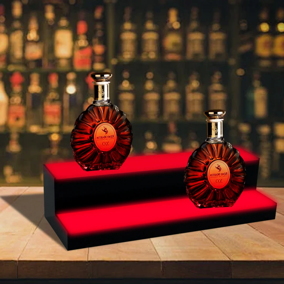 Factory custom wine liquid bottle holder USB acrylic LED display with bar display