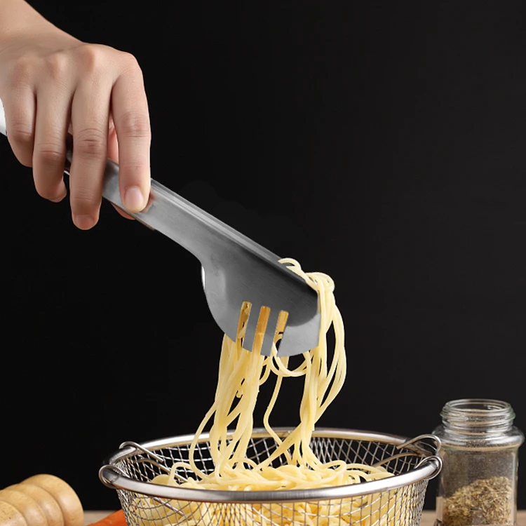 9 inch Barbecue Stainless Steel BBQ Tong Kitchen Metal Food Tongs Cooking Food Serving Tongs