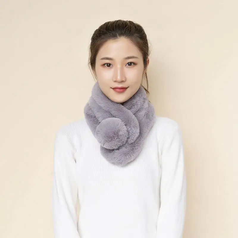 
Faux Fur scarf otter rabbit fur Scarves with three-tube neck thickened plush warm Scarves girl 