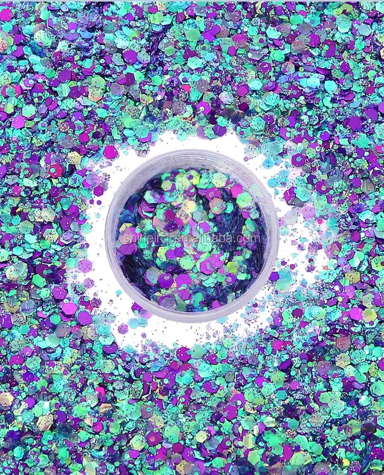  Shinein Экологически чистая зеленая синяя Мерцающая массивная блестящая пудра для макияжа волос ногтей лица Блестящий Блеск тела украшения