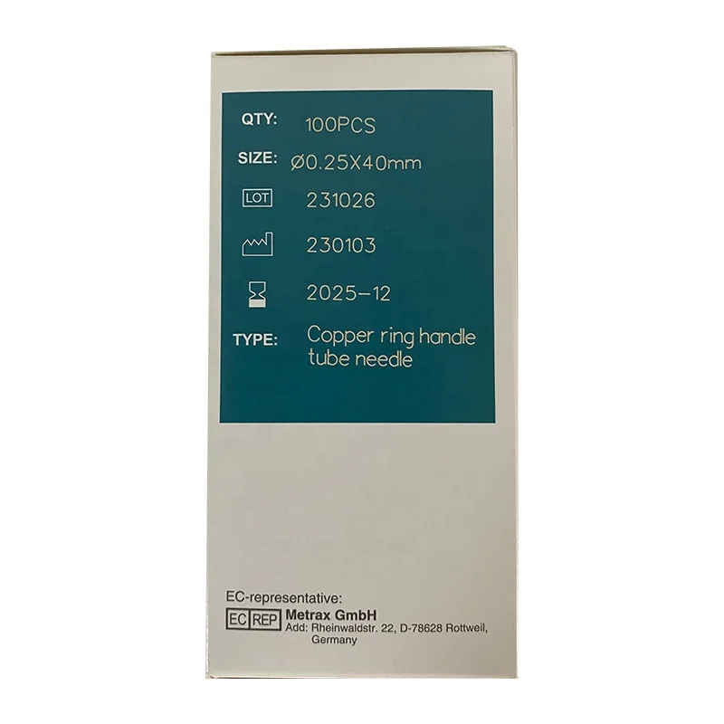 Tony Brand Sterile Disposable Press Needle Stainless Steel Ring Handle With Tube Acupuncture Needles