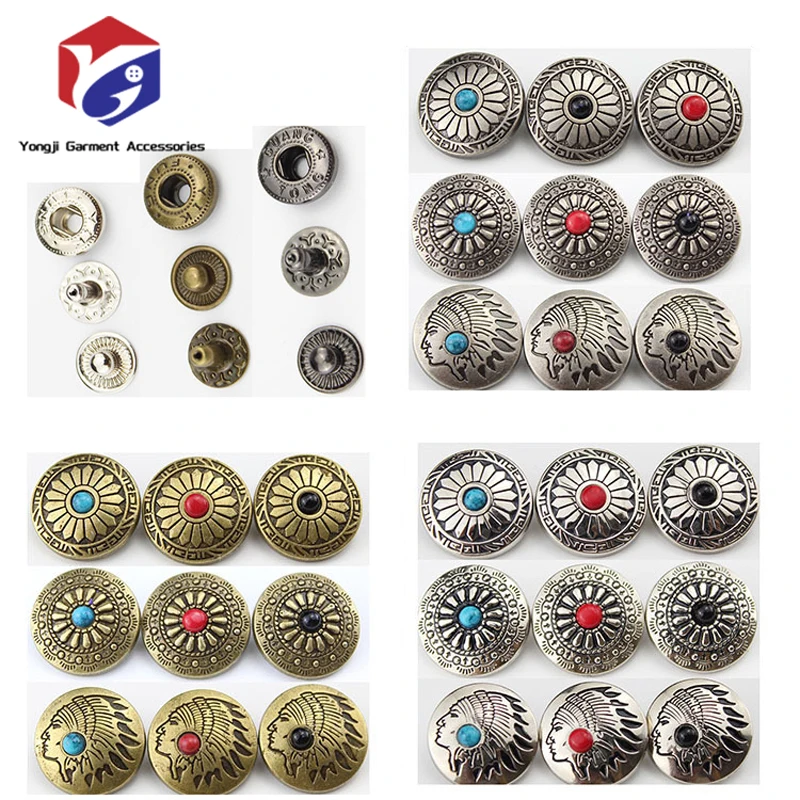 Factory Sales Metal Snap Chrysanthemum Shape Diamond 20mm Handmade Diy Luggage Clothing Accessories 633 Four Part  Alloy Snaps