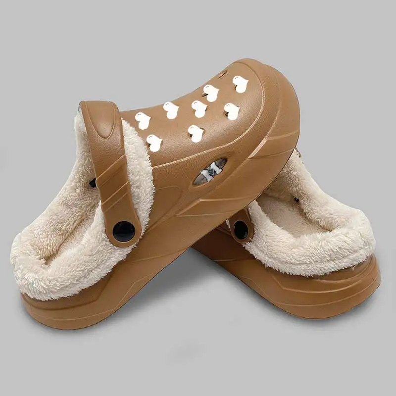 Winter Fashion Warm Design Custom Printed Logo Mens Womens Fur Flat Sandal Nurse Furry Crocks Garden Clogs Shoes With Fur Custom