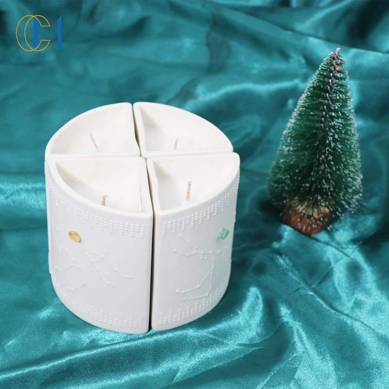 Eco-Friendly Ceramic Jar Natural Scented Soy Candles Luxury Private Label  Zodiac Pattern Crystal Candle