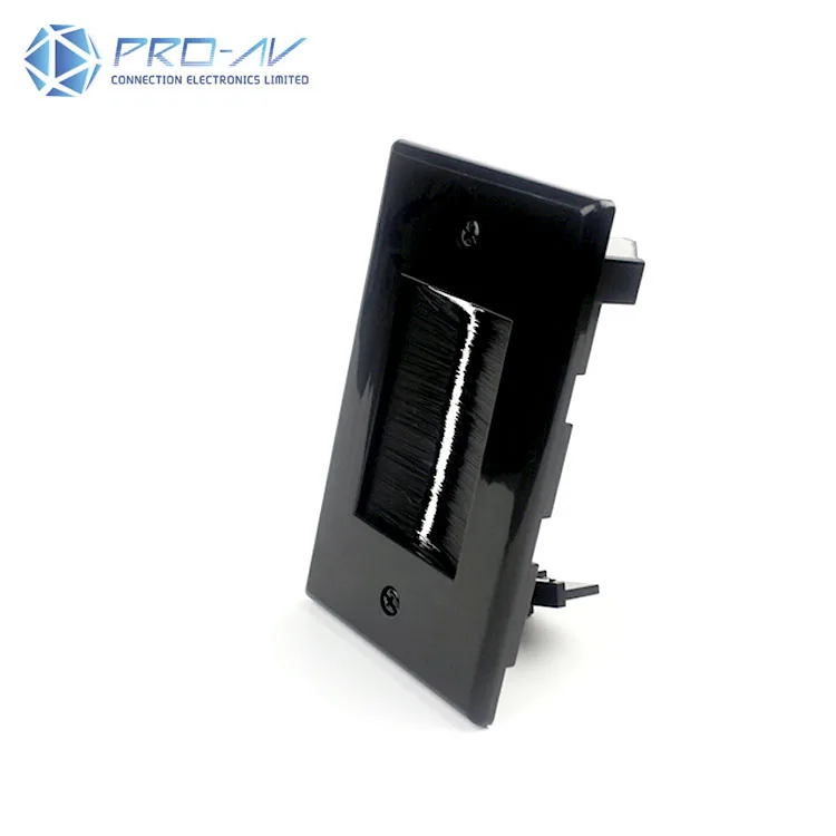 1 Gang Brush Wall Plate Cable Pass Through Insert Switch Device Wall Mount Plate Brush wall plate, two-piece