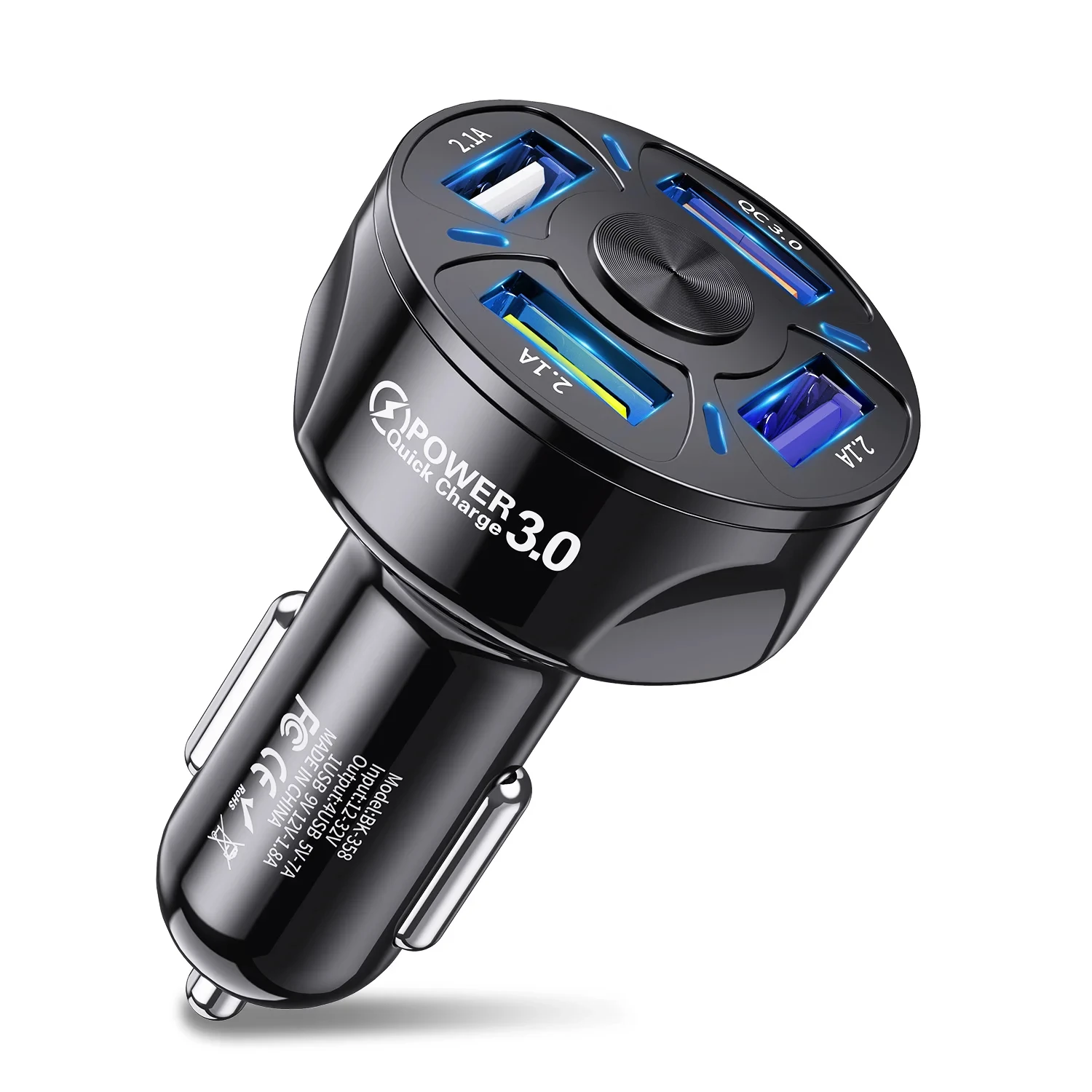 Cigarette Lighter Extension 4 USB Ports Car Charger Display Charging Accessories Fast LED 3.0 Adapter QC Splitter Car Car