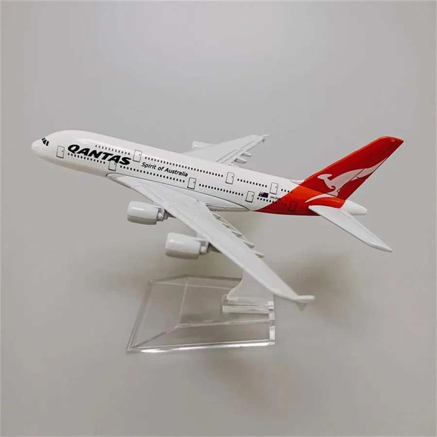 16cm 1/400 Qantas Airlines Airbus A380 Alloy Aircraft Model with Stand