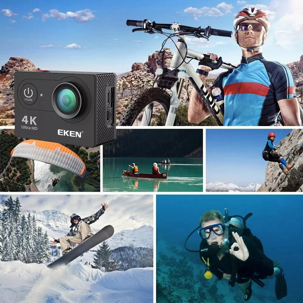 Новое поступление Спортивная Экшн-камера H9R Go Pro реально водонепроницаемая Wi-Fi 4K с внешним микрофоном камера