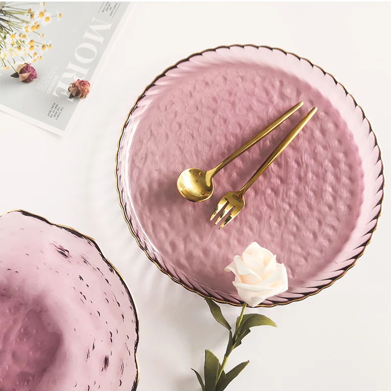 High quality clear glass charger dinner plates glass dinner plate glass dish for wedding