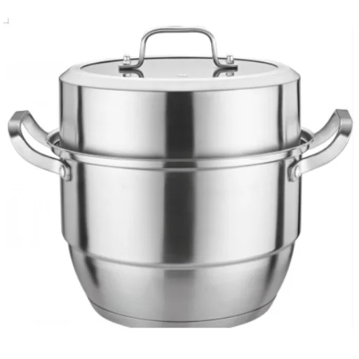 High Quality 3-Layer Stainless Steel Steamer Pot with Glass Lid Dual Purpose Kitchen Cooking and Couscous Pot for Home Use
