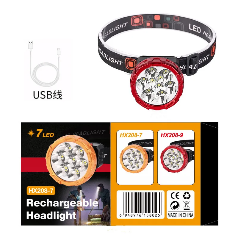 Cheap Price 9 pcs LED Chip Rechargeable Headlight