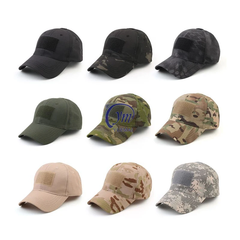 Custom LOGO 65%Polyester 35%Cotton Outdoor Training Fishing Shading Camo Adjustable Tactical Baseball Cap For Men and Women