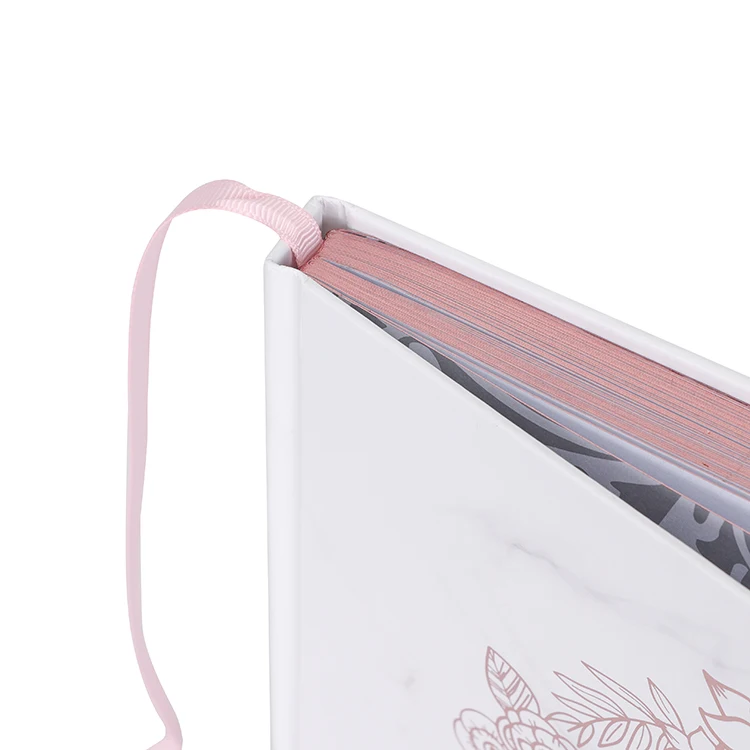 Flower Book Style Custom Design and Coated Paper Rose Gold Foil Stamping Wedding Guest Book