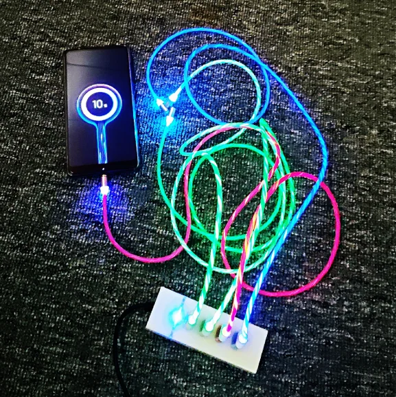 
2019 new style 3 in 1 Magnetic Cable LED USB Cable for Samsung Luminous Light USB Cable hot selling in US for phone charging 