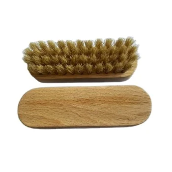 High Quality Pig Bristle Horse Hair Natural BeechWood Shoe Cleaning Shoe Shine Dust Removal Brush