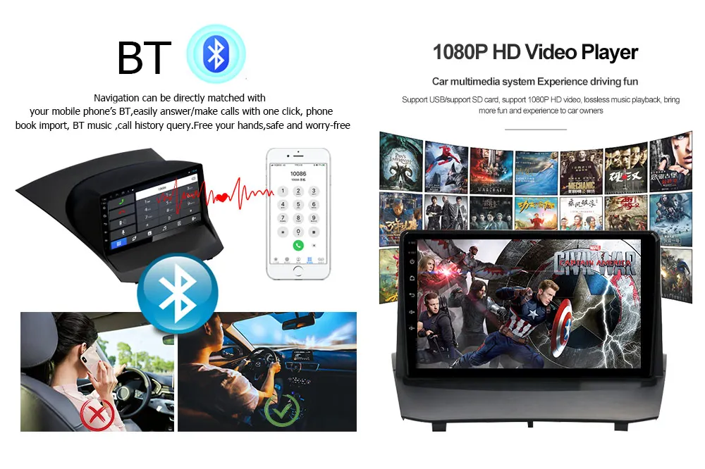 Android 10 System for Ford FIESTA 2009 2010 2011-2017 car video dvd Radio player 1024*600 Capacitive Screen Gps Wifi