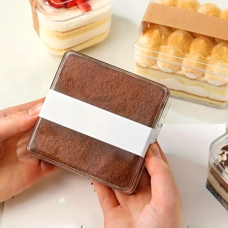 Mousse Cup Tiramisu Dessert Box Wholesale Square Clear Plastic Cake Box Cake Packaging Cupcake Boxes Transparent