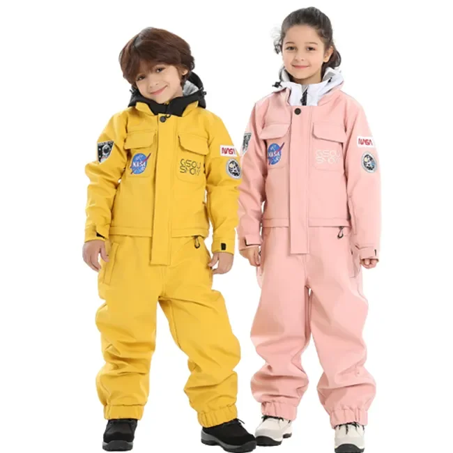 AQTQ Custom winter kids one piece waterproof ski snowboarding jackets jumpsuits one piece snow suit