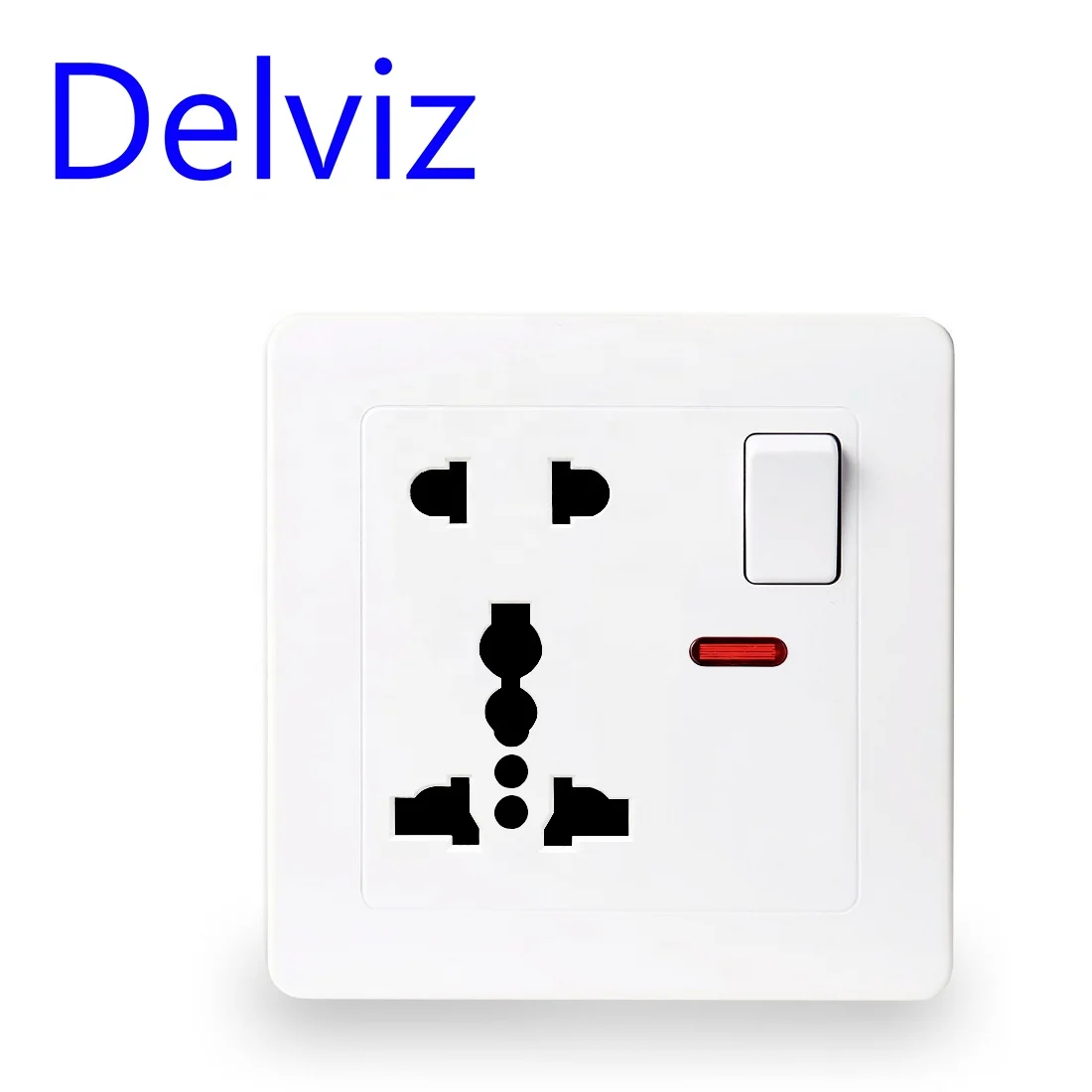Delviz 13A Wall Outlet AC 110V~250V,Switch button control Electrical plug jack, International universal Power Supply Wall Socket