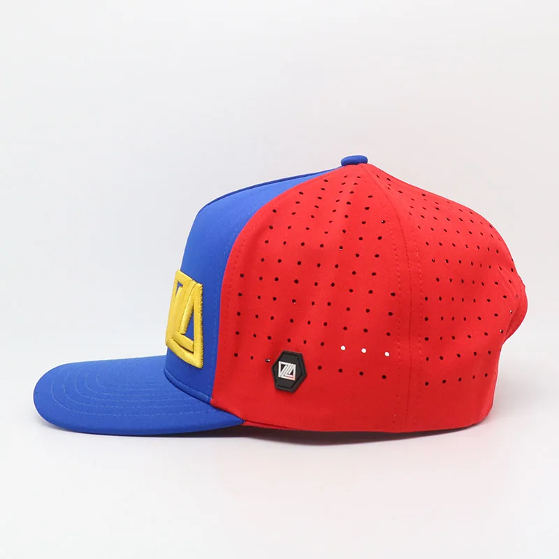 Fashion Custom High Quality 5 Panel Perforated Laser Cutting Hole Baseball Hat Custom Designer 3D Embroidery Logo Cap