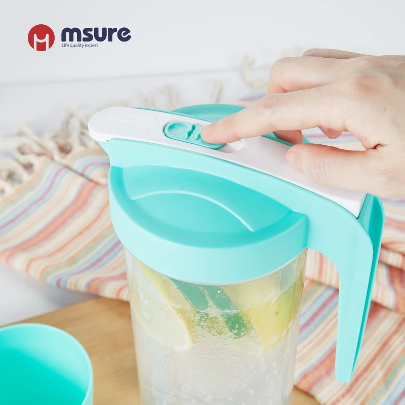 KJH live 1.6L Custom Logo Promotional Plastic Juice Pitcher Water Jug With 4 Cups Set