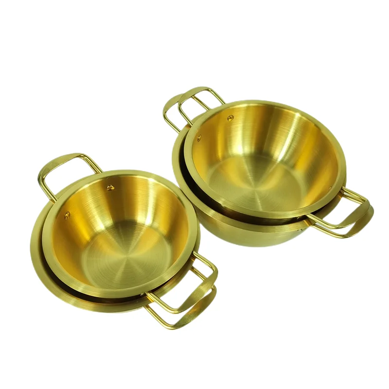 Manufactured Product Korean Thickened Stainless Steel Double Gold Ear Ramen Pot With Lid