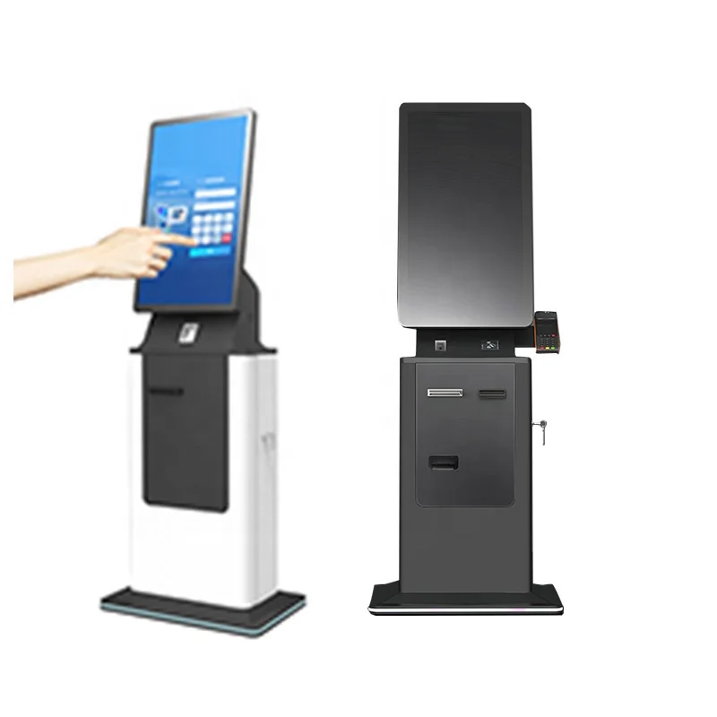 Crtly 32inch Self Service Touch Screen Kiosk Card Dispenser Passport Reader Kiosk Cash Payment Kiosks Currency Exchange Machine
