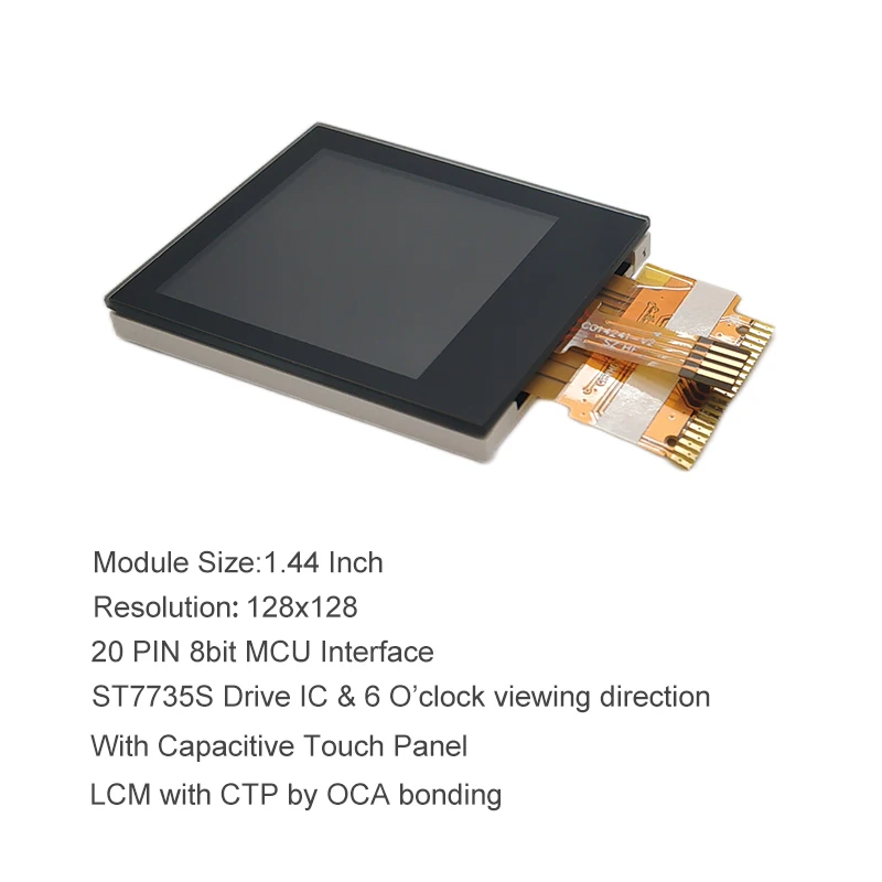 Square 1.44 inch  TFT  LCD with 128x128 resolution 1.44inch with MCU LCD display  small LCD with Capacitive Touch Panel