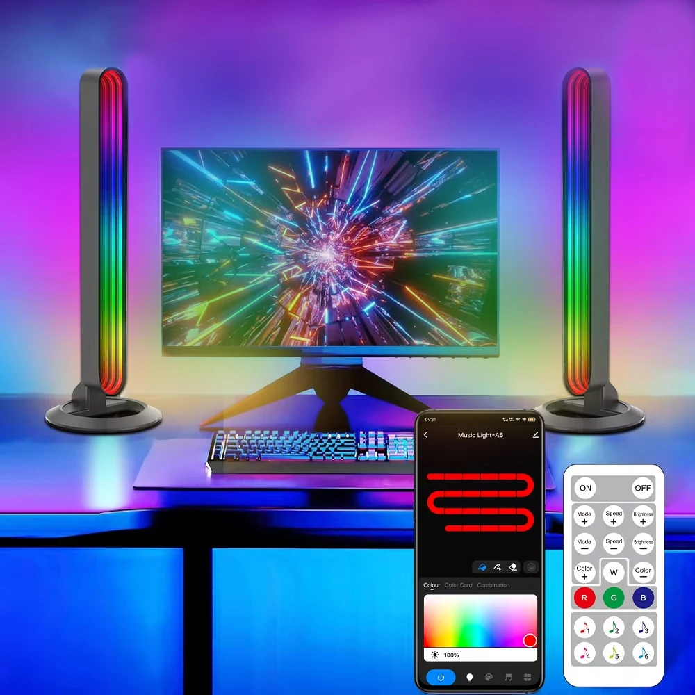Подставка RGB с синхронизацией музыки изменяющая цвет голосовой Звук подставкой приложением перезаряжаемая светодиодная подсветка ритма для домашней вечеринки