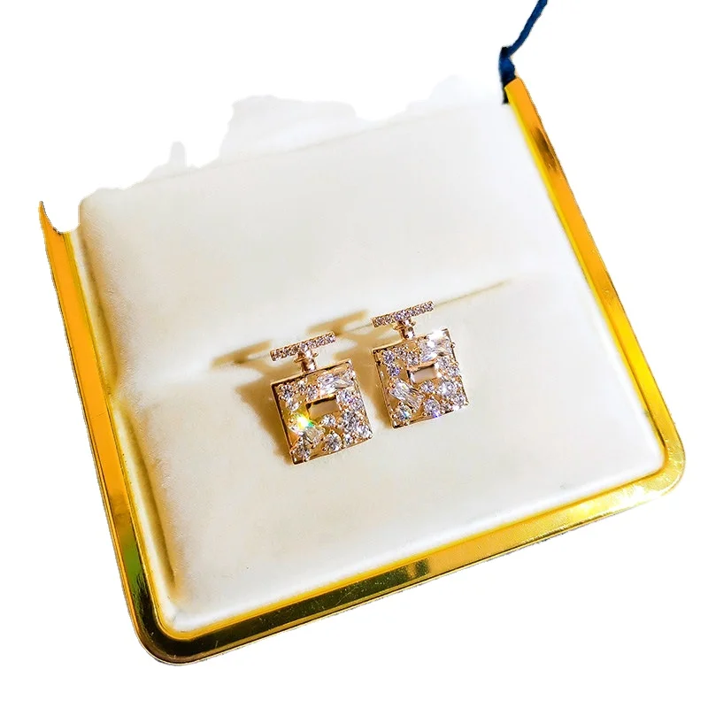 South Korea simple and small earrings trendy net red ins perfume box earrings fashion design earrings