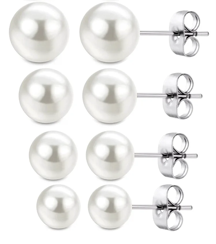 925 sterling silver white black real simple natural genuine cultured fresh water freshwater pearl stud earings earrings