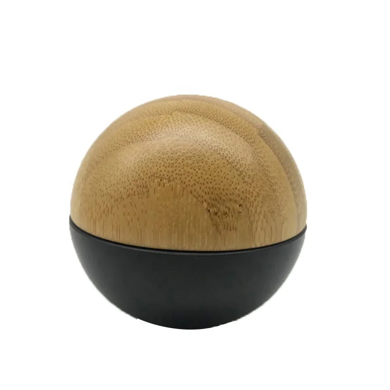 Black Round Ball Acrylic Cream Jar with bamboo lids