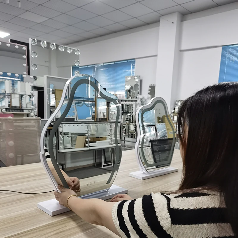 Cloud LED round Desktop Makeup Mirror Personalized Cosmetic Vanity Mirror with Perfect Lighting Irregular Shape Cosmetic Mirror