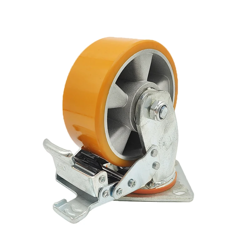 China Caster Wheel Manufacturer 4in 5in 100mm 125mm Twin Wheel Brake Lock Caster Wheel