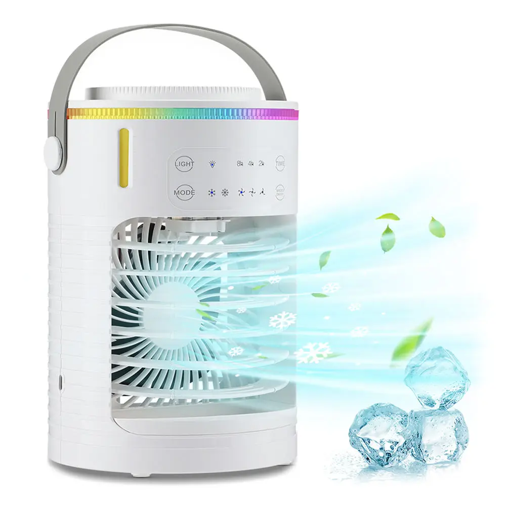 AilesTecca Mini Portable Air Conditioners USB Water Cooling Fan Table Air Cooler with Spray Humidify Portable Air Conditioner