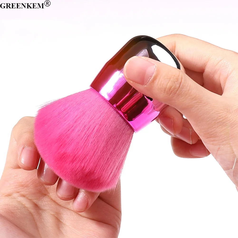 Private Label Nail Cleaning Brush Makeup Brush Metal Handle Soft Cosmetic Heart Shaped Nail Art Powder Dust Removal Brush