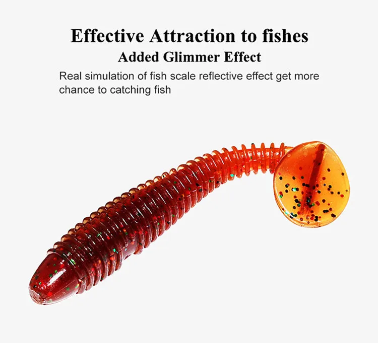 Wholesale Nice price 60mm 1.2g T tail soft plastic sinking fishing lure for fish