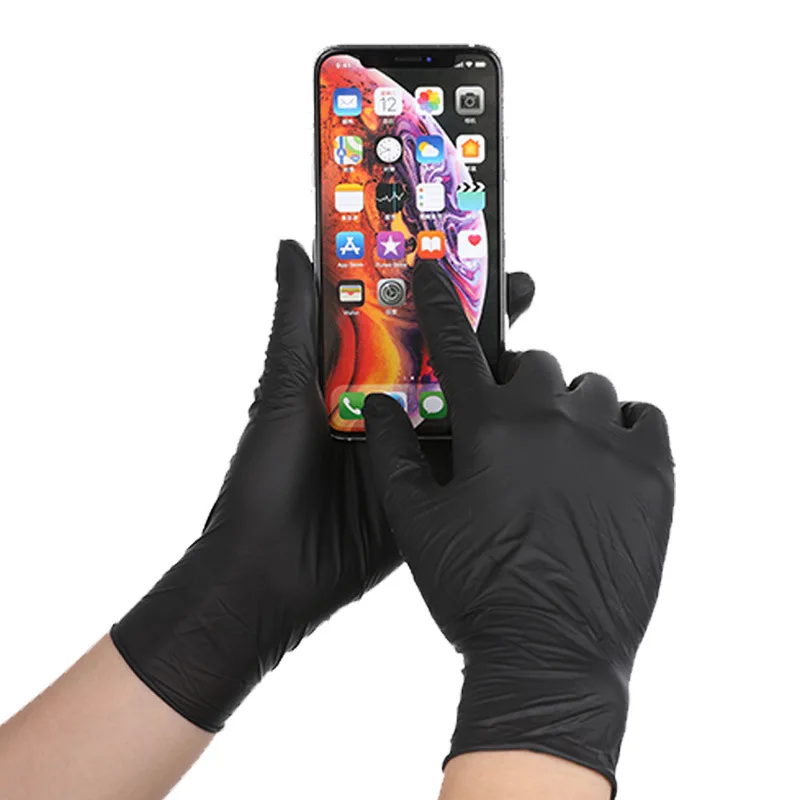 100Pcs/Box Black Disposable Guantes Nitrile and Vinyl Blend Glove-s Powder-Free Latex-Free Protective Guantes
