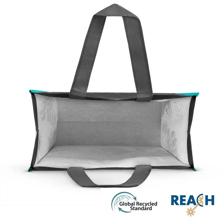 RPET Polyester Supermarket Shopping Bag GRS Recycled Folded Foldable Grocery RPET Bag