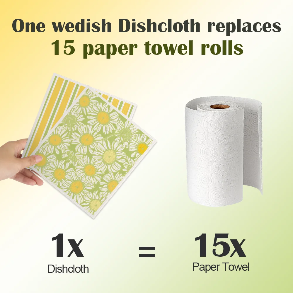 Spring-Color German Imported Sponge Sheets Kitchen Cloth Dish Towels Cellulose Sponge Cloth Non Scratch Swedish Dish Wash Cloth